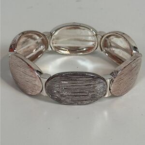 Silver Tones Elastic Bangle Bracelet